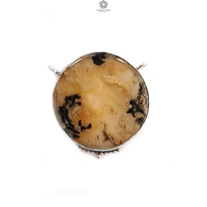 13.57gms Tiger Dendrite Agate Gemstone Round 925 Sliver Bezel Set Pendant 1.80" - Imagen 1 de 6