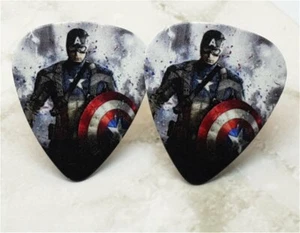 Captain America Guitar Pick Cufflinks - Picture 1 of 3
