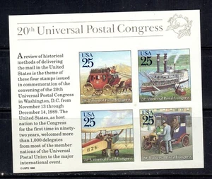 #2438 1989 25-cent Classic Mail Transportation Souvenir Sheet MNH - Picture 1 of 1