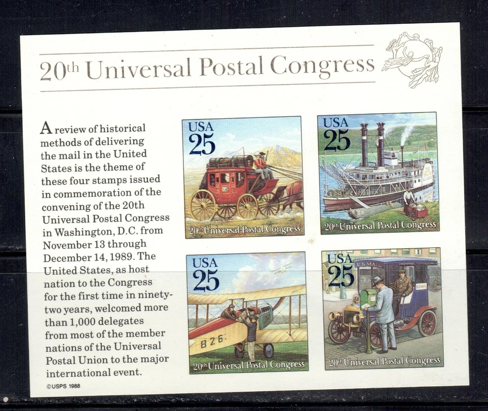 #2438 1989 25-cent Classic Mail Transportation Souvenir Sheet MNH - Image 1 of 1