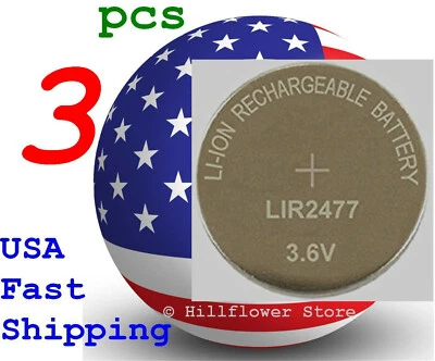 3 piece LIR2477 2477 Bulk 3.6V Rechargeable Heavy Duty Lithium Battery - Image 1 of 4