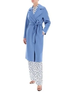MAX MARA STUDIO Cles Wool Wrap Coat Blue US6 $1650 NEW - Picture 1 of 8