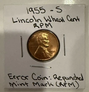 1955-S Lincoln Wheat Cent RPM (Repunched Mint Mark) Error Variety Collectible - Picture 1 of 6