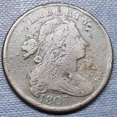 1803 Draped Bust Large Cent 1c Better Grade VF Details #94193 - Image 1 of 2