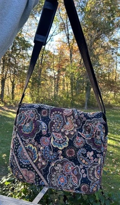 Vera Bradley Retired "Kensington" Brown Paisley Messenger Shoulder Bag - Image 1 of 4