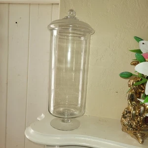 Bote con patas estilo boticario de vidrio vintage con tapa 17" - Imagen 1 de 11