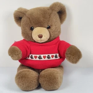Vintage 1983 Gund Plüsch zarter Teddy Braunbär roter Pullover Stofftier 13 Zoll - Bild 1 von 10