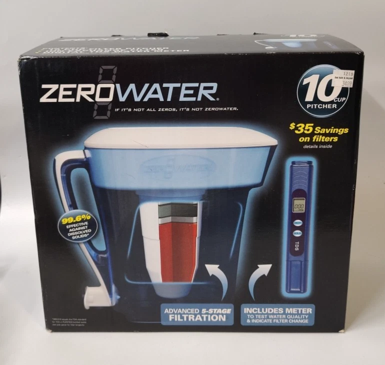 NEW ZeroWater ZP-010 Water Filtration Pitcher 10 Cup 5 Stage Digital TDS Meter - Image 1 of 4