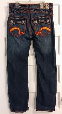 Vintage Y2K Bootcut Jeans 36 x 34 Skull Thick Stitch Embroidered Fading Whiskers - Image 1 of 4