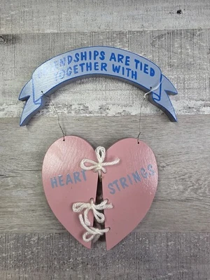 Vintage Country Wood Hearts Hanging Wall Decor Primitive Hanging Sign 224a - Image 1 of 4