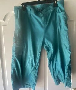 Kuhl Cargo Capri Pants Women's Turquoise Blue Hiking Outdoors Travel Size 14 - Picture 1 of 5