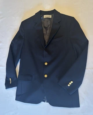 Navy Blue Lands End Boy Youth Blazer Gold Buttons Size 14 free shipping!!! - Image 1 of 4