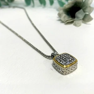 Pendant Necklace RHODIUM CHAIN 18" Zirconia - Picture 1 of 2
