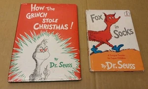 Dr. Seuss HOW THE GRINCH STOLE CHRISTMAS + FOX IN SOCKS TRUE First Editions HCDJ - Bild 1 von 22