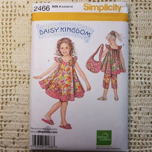 Simplicity 2466 Daisy Kingdom Dress Capri, Tote Bag Clothes SEWING PATTERN 3-8 - Foto 1 di 5