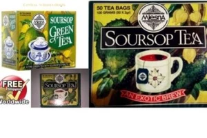 Mlesna Pure Ceylon Soursop Green,Black Tea 50 Tea Bags (100g) Box