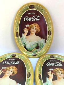 Oval Mini Tin Tip Trays Coca Cola VTG 1973 Soda 1906 Lady Replicas Lot Of (8) - Picture 1 of 4