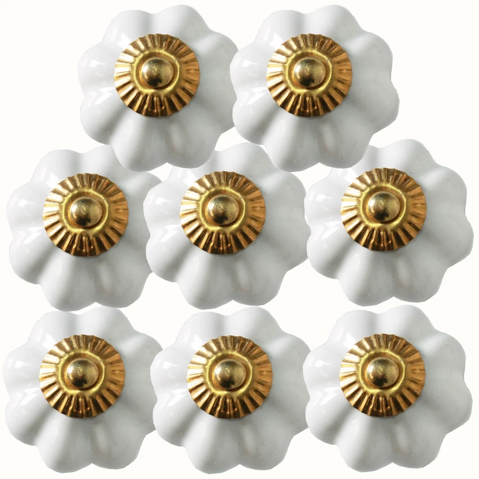 Möbelknöpfe Set 6-8-10 STK Möbelgriffe Weiß Keramik Möbelknopf Porzellan 10 - Bild 1 von 4