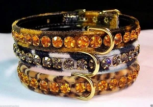 Safari Dog Collar small pets with matching color Crystal Jewel Bling! - Picture 1 of 25