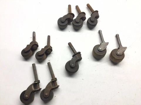 Antique Group Of Ten Steel And Wood Furniture Wheel Casters Cover