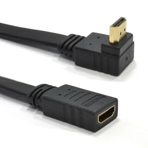 Cable adaptador de extensión HDMI PLANO ÁNGULO RECTO 270 enchufe macho hembra 0,2 m 20 cm - Imagen 1 de 6