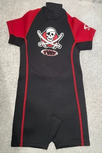 TWF Kids Girls Boys Red Shorty Shortie Neoprene Wetsuit UV 50+ Zip Age 1 - 2 - Picture 1 of 10