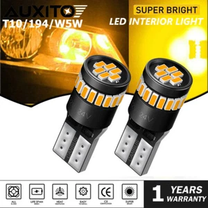 AUXITO 168 194 192 2825 T10 LED Side Marker Light Bulbs Amber Canbus Error Free - Picture 1 of 8