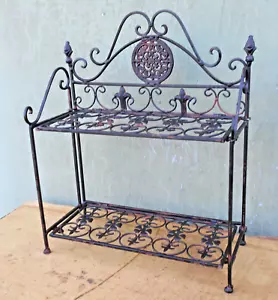 Scaffale in metallo, scaffale in ferro, scaffale in stile antico shabby, marrone antico, 40x48x18cm - Foto 1 di 3