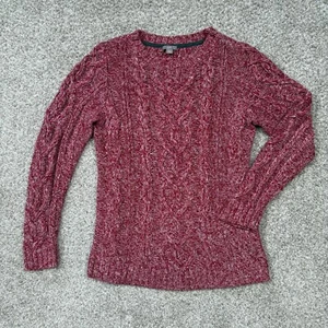 Suéter tejido con cable Jill para mujer pequeño rojo jaspeado - Imagen 1 de 17