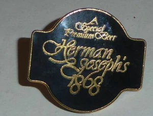 Vintage Herman Joseph 1868 Beer Pinback Button Coors Enamel Over Gold Tone Metal - Picture 1 of 2