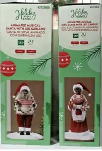 NEW Holiday Living 28" African American Animated Santa Mrs. Claus Christmas - Picture 1 of 2