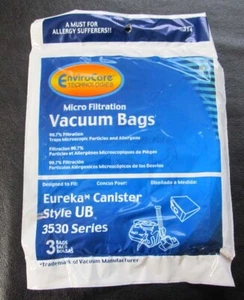 EUREKA Vacuum Bags Style UB ~ EnviroCare ~ Pack Of 3 Bags ~ Micro Filtration - Picture 1 of 2