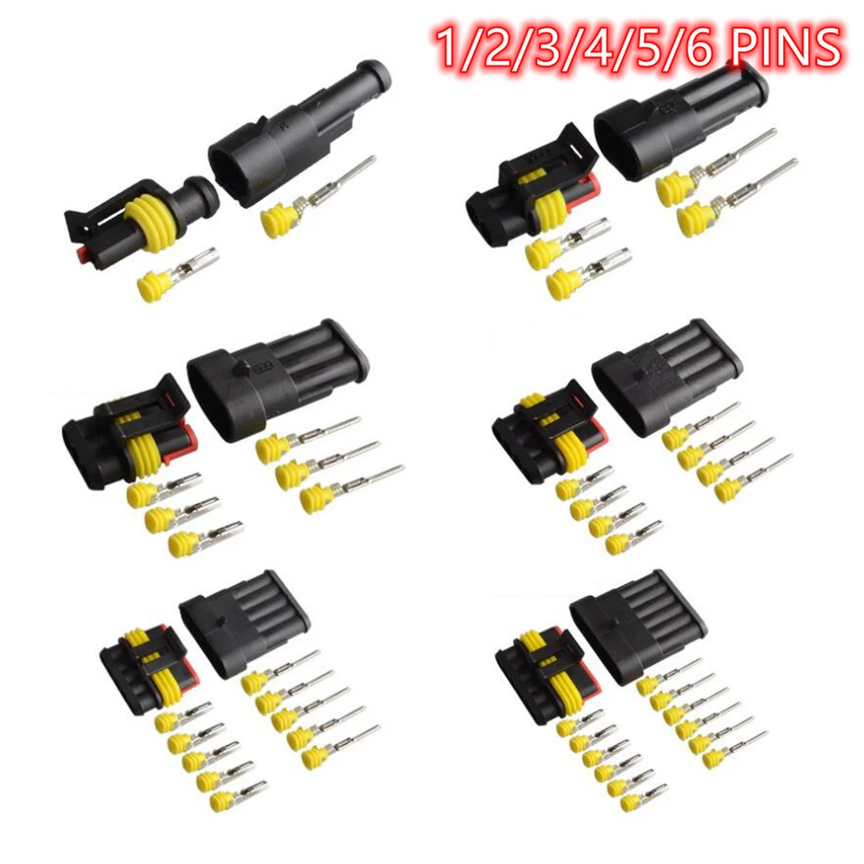 1 Set Waterproof Connectors 1/2/3/4/5/6 Pin Car Electrical Wire Connector Plug - Image 1 of 1
