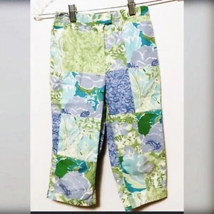Lilly Pulitzer capris Girls Size 6 blue green floral pants - Picture 1 of 3