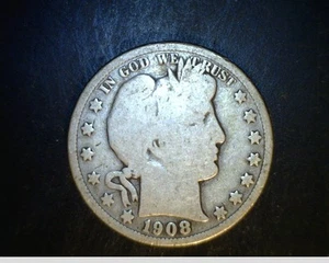 1908-S Barber Half, Ave Cir, .3617 Oz Silver (US-4272) - Picture 1 of 2