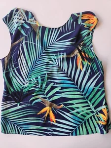 Express Backless Tank Top Blouse Tropical Hawaiian Palm Frond Women Small  - Picture 1 of 11