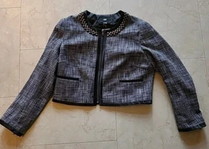 H&M festlicher Bolero Jacke Gr. 42/44 Neu Schwarz mit Silber Pailletten - Bild 1 von 8