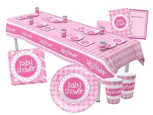 Pink Baby Shower Girl Party Tableware Decorations - Napkin, Plates, Cups, Banner - Picture 1 of 11