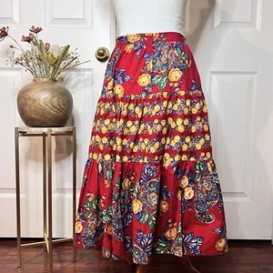 Vintage Damen Blumen Handarbeit Stufen Rock Taille 26 Cottagecore Prairie Country - Bild 1 von 11