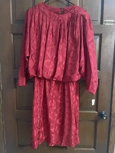 Dress size 10 Vintage MS CHAUS Dress Secretary Career Red Floral New - Picture 1 of 2