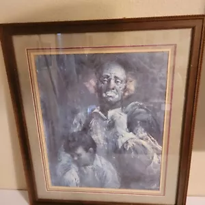 Vintage Cydney Grossman Signed Clown With Boy Framed Portrait - Picture 1 of 13