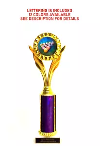 BILLIARDS TROPHY POOL TROPHY 12 COLORS #4C - Picture 1 of 4