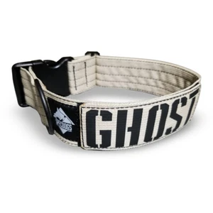 Taktisches Hundehalsband 2" Wüstensand mit Milizschrift personalisierter Aufnäher  - Bild 1 von 6