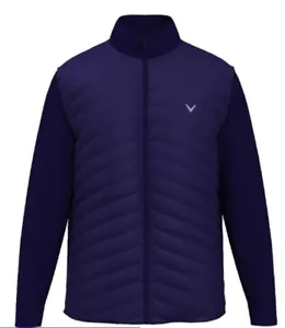 Callaway Mens Quilted Chevron Puffer Full Zip Golf Jacket Navy Blue XL - Picture 1 of 3