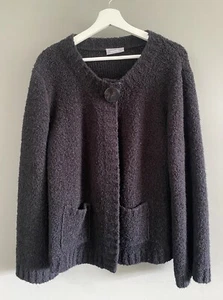 Wallis Ladies Black Tick Boucle Versatile Wool Blend Cardigan Size L - Picture 1 of 7