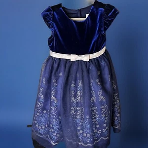 JONA MICHELLE LITTLE GIRLS NAVY BLUE FANCY HOLIDAY DRESS SZ 5 - Picture 1 of 8