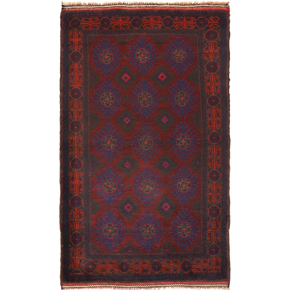 Tribal Hand Knotted Afghan Oriental Balouch Area Woolen Rug 3'1x5'3ft Rug G16058 - Image 1 of 4