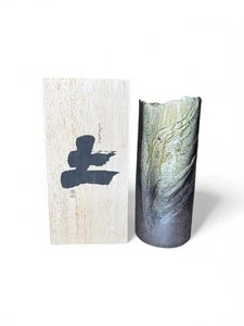 Mid-Century Japanese Studio Pottery Vase w/ Signed Box – Natural Ash Glaze, Shig - Picture 1 of 11
