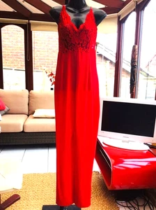 Pre-owned , HOT RED LACY JUMPSUIT. SIZE 14 - Picture 1 of 3