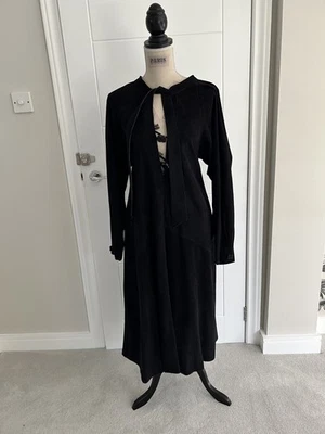 Vintage 70’s Jean Muir Black Suede Dress A-Line long sleeve size M Rare - Image 1 of 4